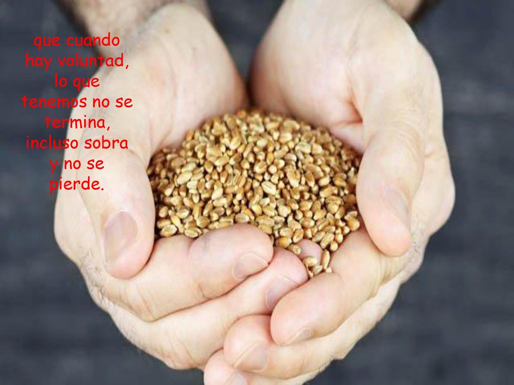 que cuando hay voluntad, lo que tenemos no se termina, incluso sobra y no se pierde.