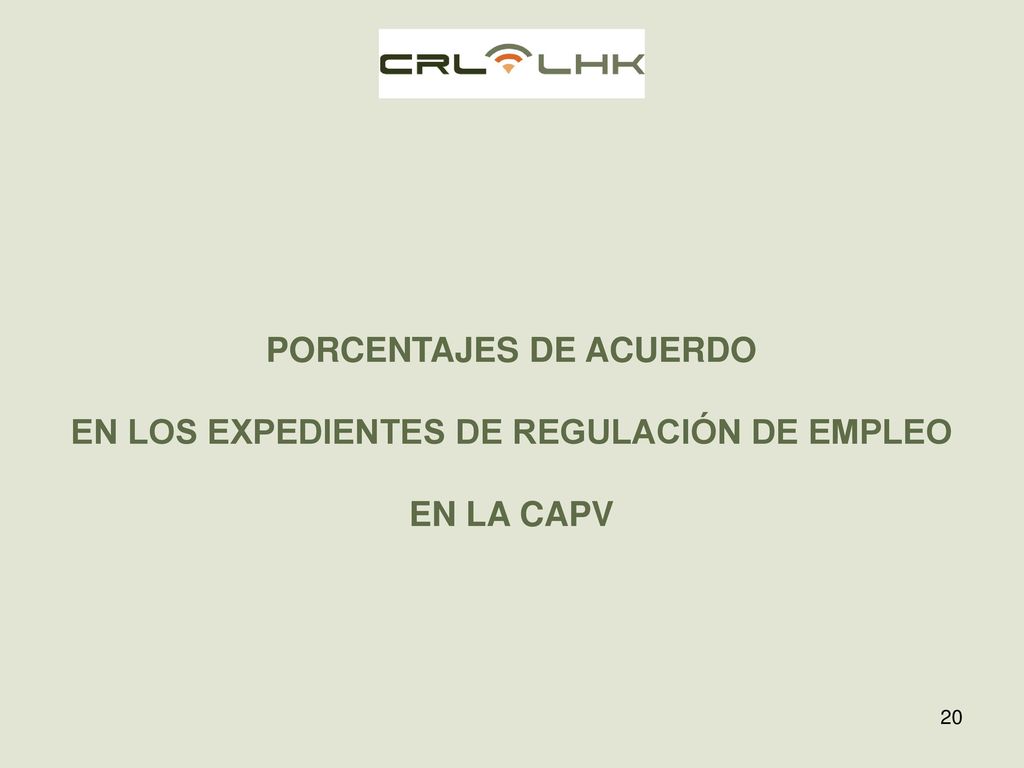 PORCENTAJES DE ACUERDO EN LOS EXPEDIENTES DE REGULACIÓN DE EMPLEO