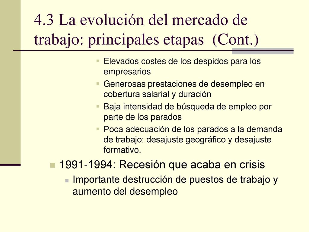 4.3 La evolución del mercado de trabajo: principales etapas (Cont.)
