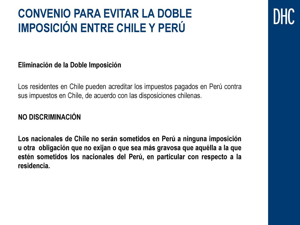 CONVENIO PARA EVITAR LA DOBLE IMPOSICIÓN ENTRE CHILE Y PERÚ