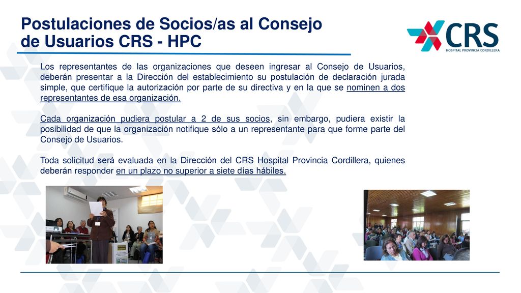 Postulaciones de Socios/as al Consejo de Usuarios CRS - HPC