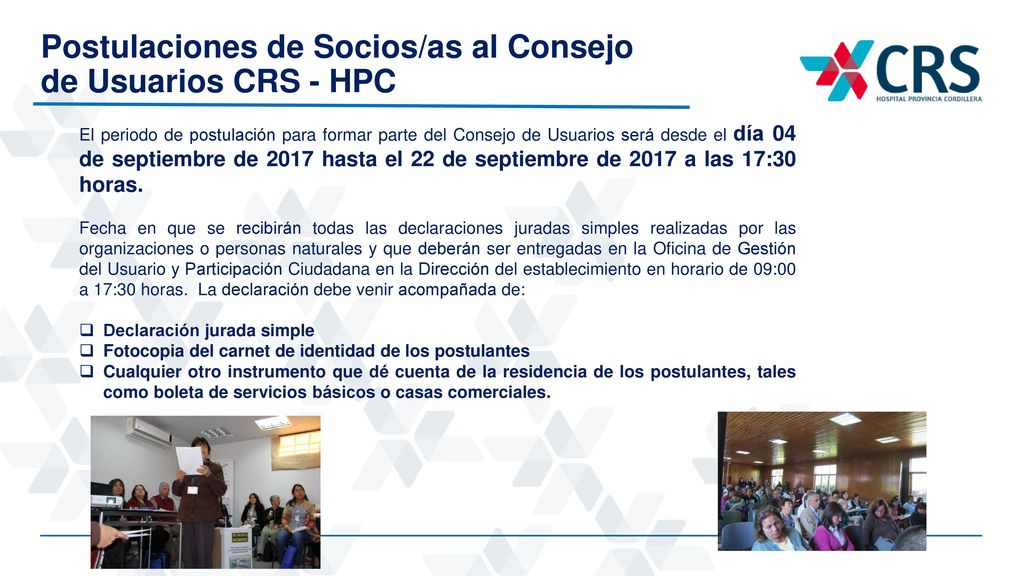 Postulaciones de Socios/as al Consejo de Usuarios CRS - HPC
