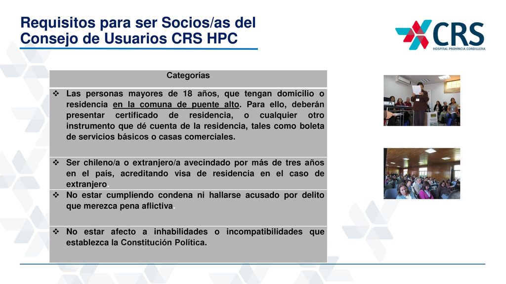 Requisitos para ser Socios/as del Consejo de Usuarios CRS HPC
