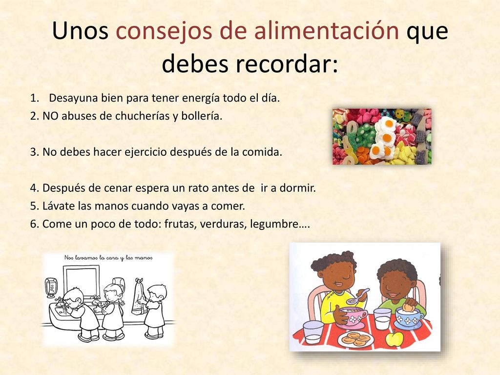 Unos consejos de alimentación que debes recordar: