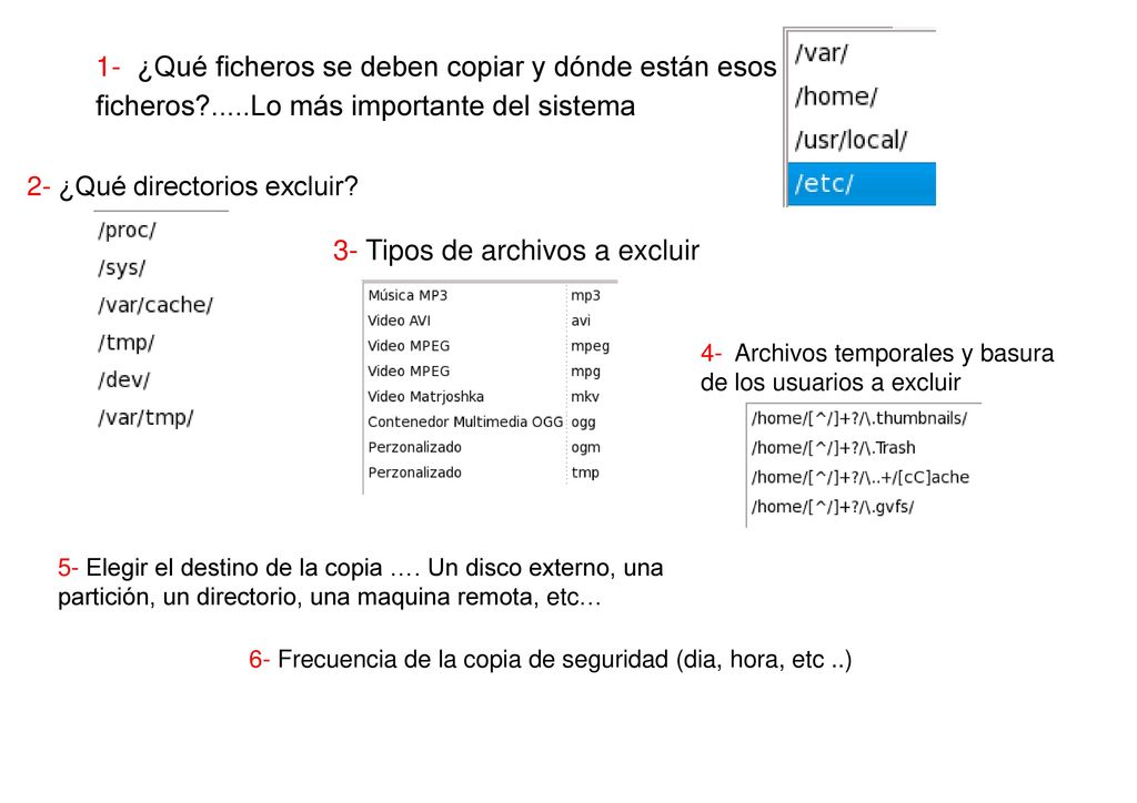 3- Tipos de archivos a excluir