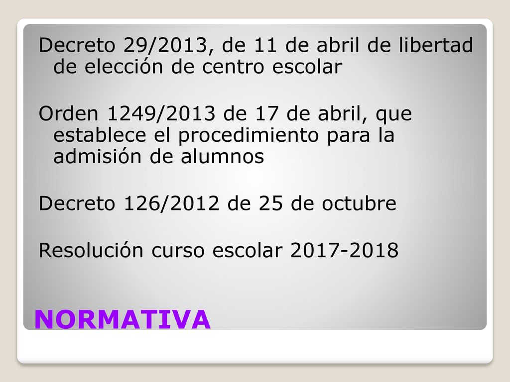 Decreto 29/2013, de 11 de abril de libertad de elección de centro escolar