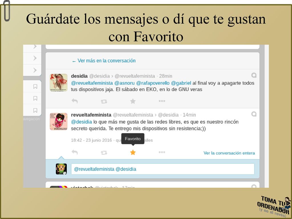 Guárdate los mensajes o dí que te gustan con Favorito