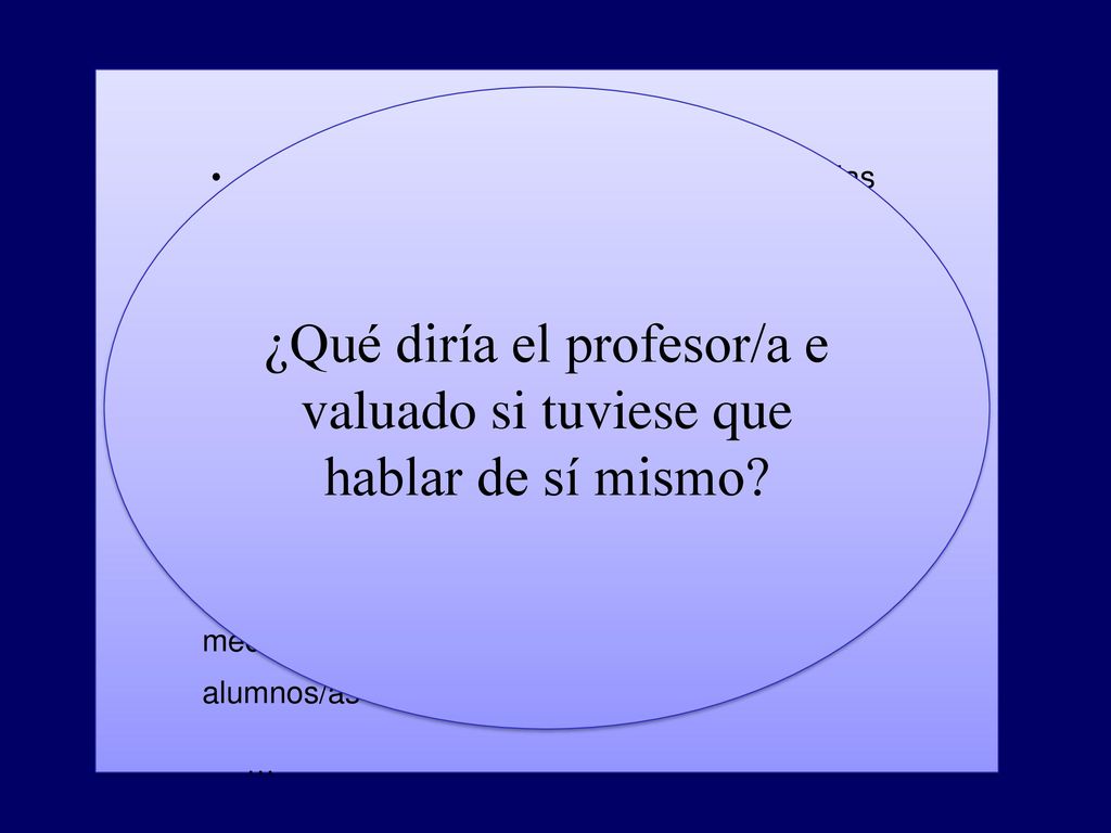 ¿Qué diría el profesor/a e valuado si tuviese que hablar de sí mismo