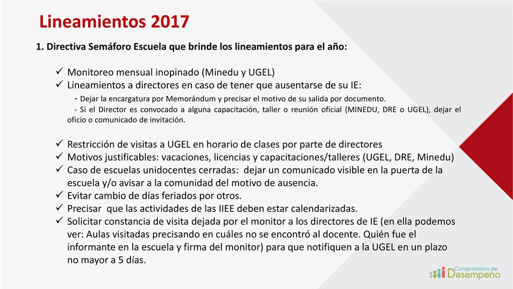 Lineamientos Directiva Semáforo Escuela que brinde los lineamientos para el año: Monitoreo mensual inopinado (Minedu y UGEL)