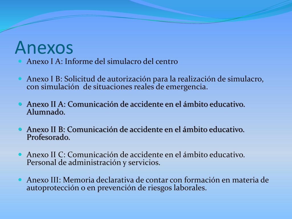 Anexos Anexo I A: Informe del simulacro del centro