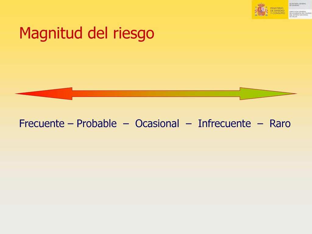Magnitud del riesgo Frecuente – Probable – Ocasional – Infrecuente – Raro
