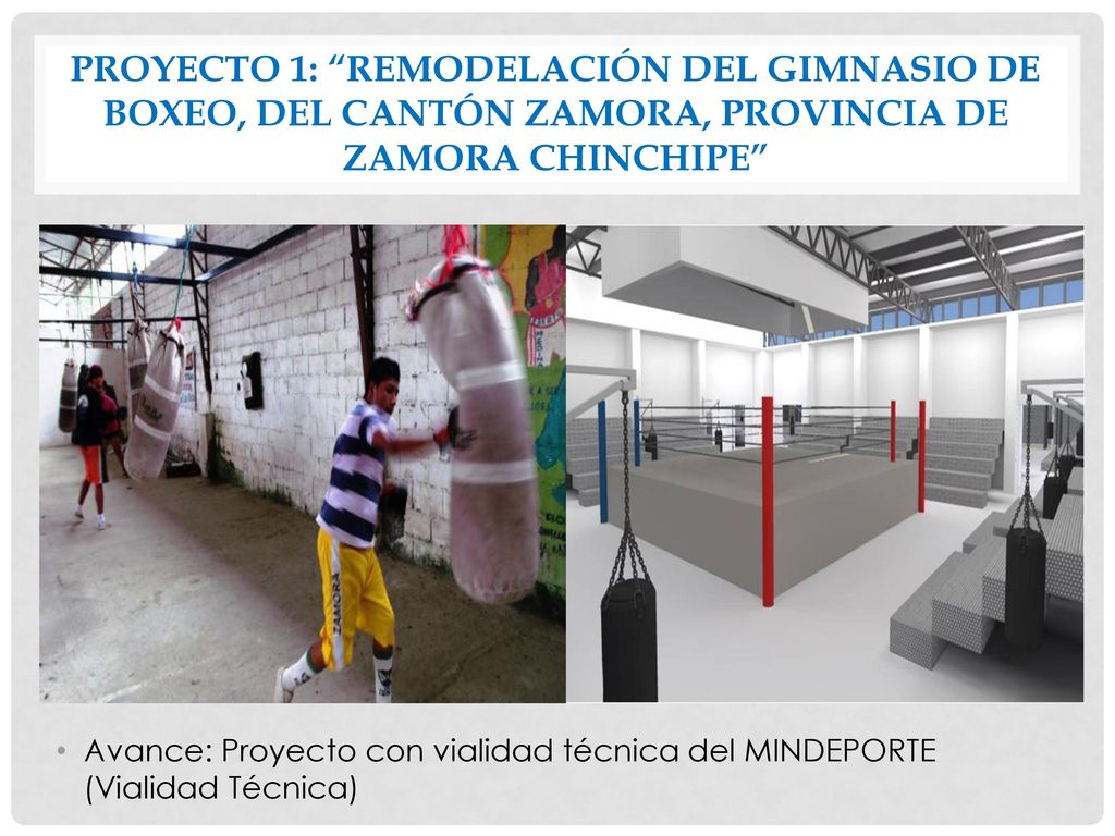 PROYECTO 1: Remodelación del Gimnasio de Boxeo, del cantón Zamora, provincia de Zamora Chinchipe