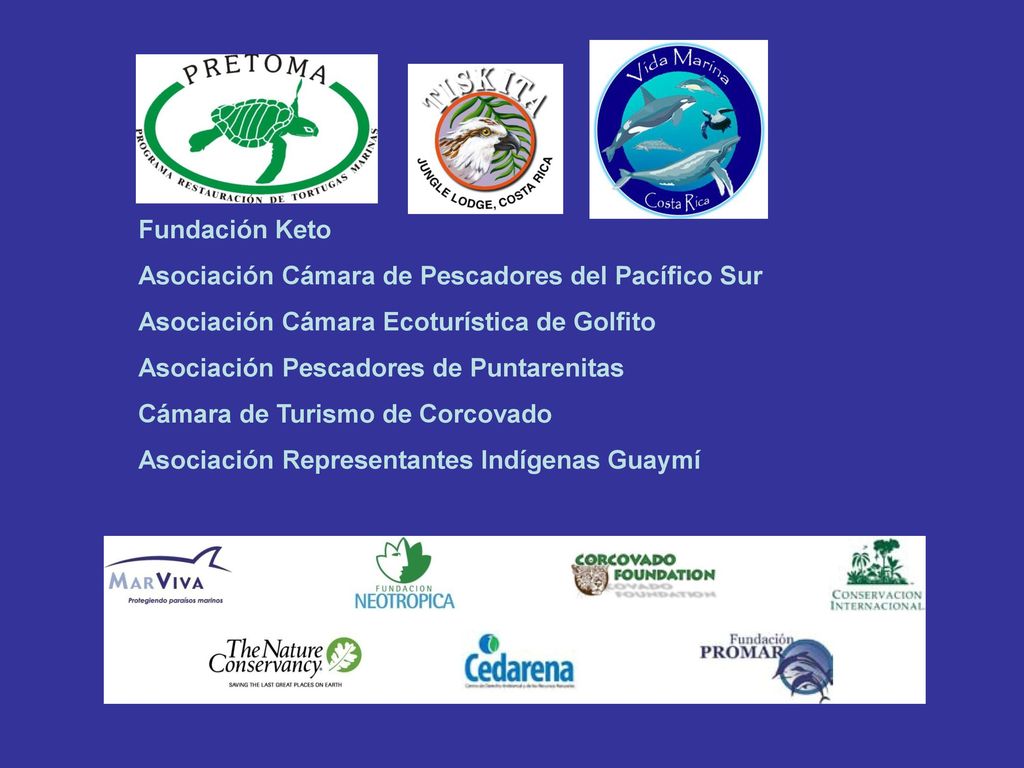 Fundación Keto Asociación Cámara de Pescadores del Pacífico Sur. Asociación Cámara Ecoturística de Golfito.