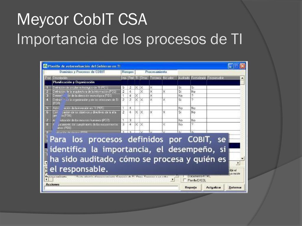 Meycor CobIT CSA Importancia de los procesos de TI