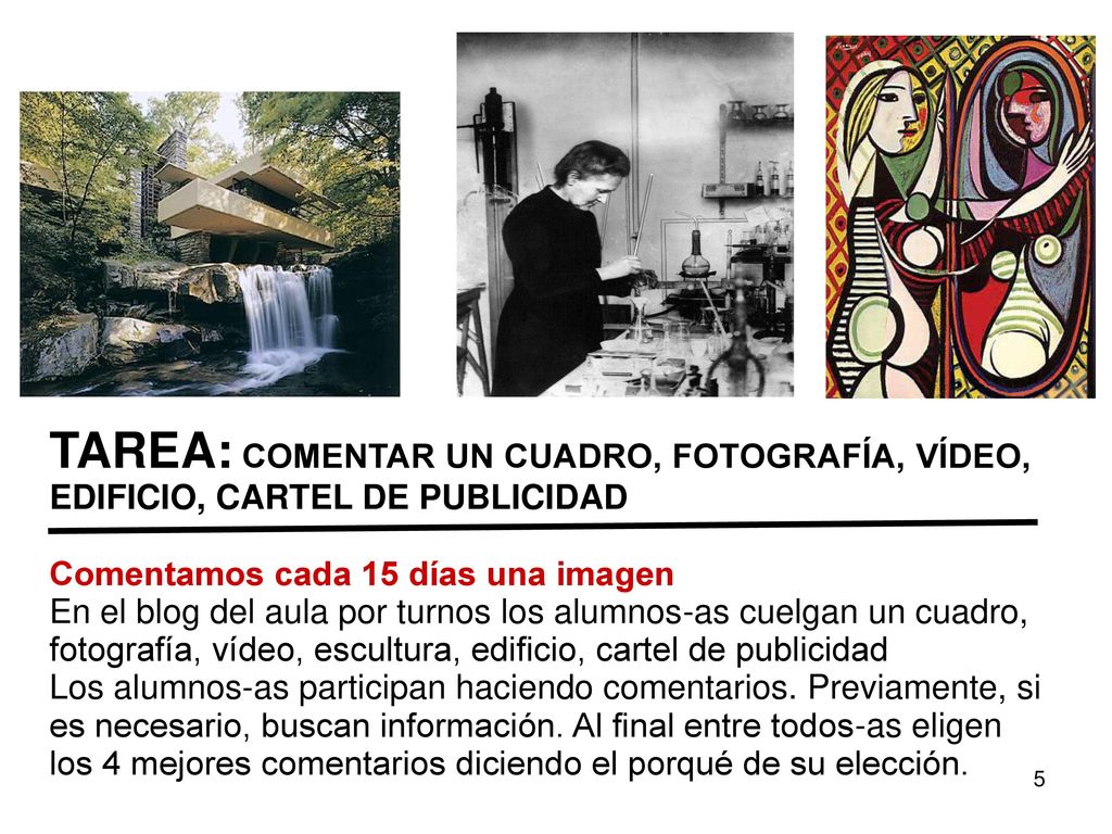 TAREA: COMENTAR UN CUADRO, FOTOGRAFÍA, VÍDEO, EDIFICIO, CARTEL DE PUBLICIDAD