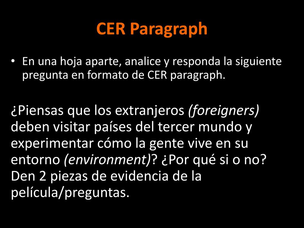 CER Paragraph En una hoja aparte, analice y responda la siguiente pregunta en formato de CER paragraph.