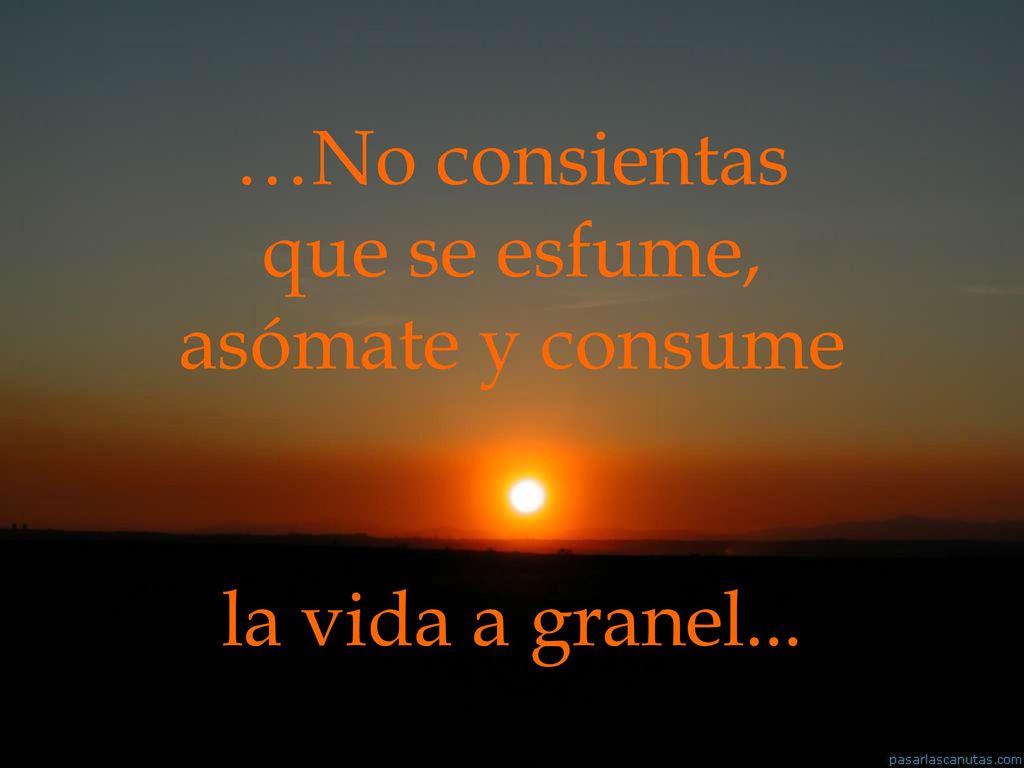 …No consientas que se esfume, asómate y consume la vida a granel...