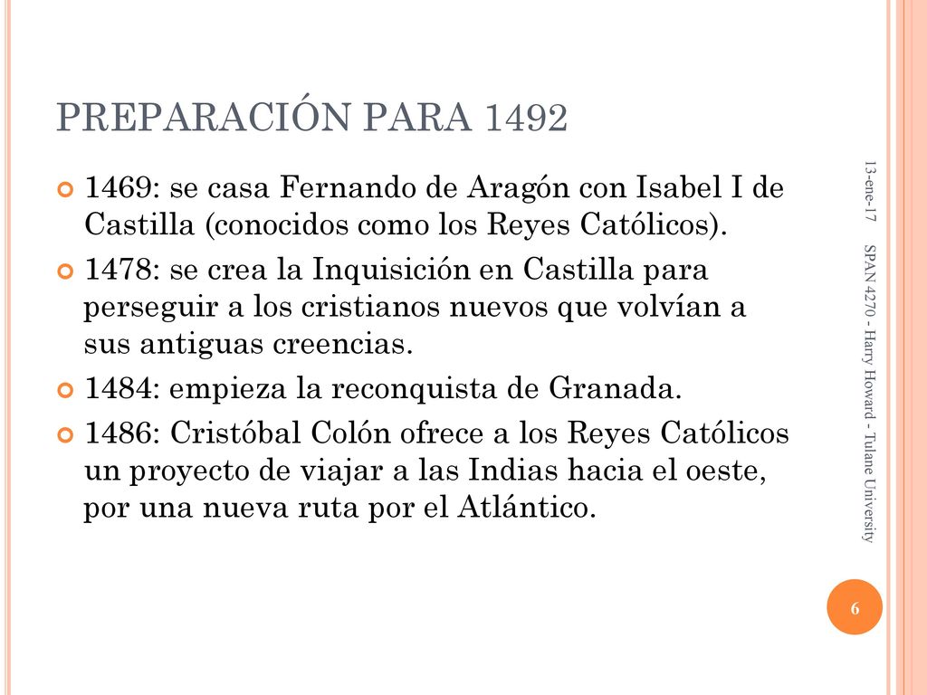 PREPARACIÓN PARA ene : se casa Fernando de Aragón con Isabel I de Castilla (conocidos como los Reyes Católicos).
