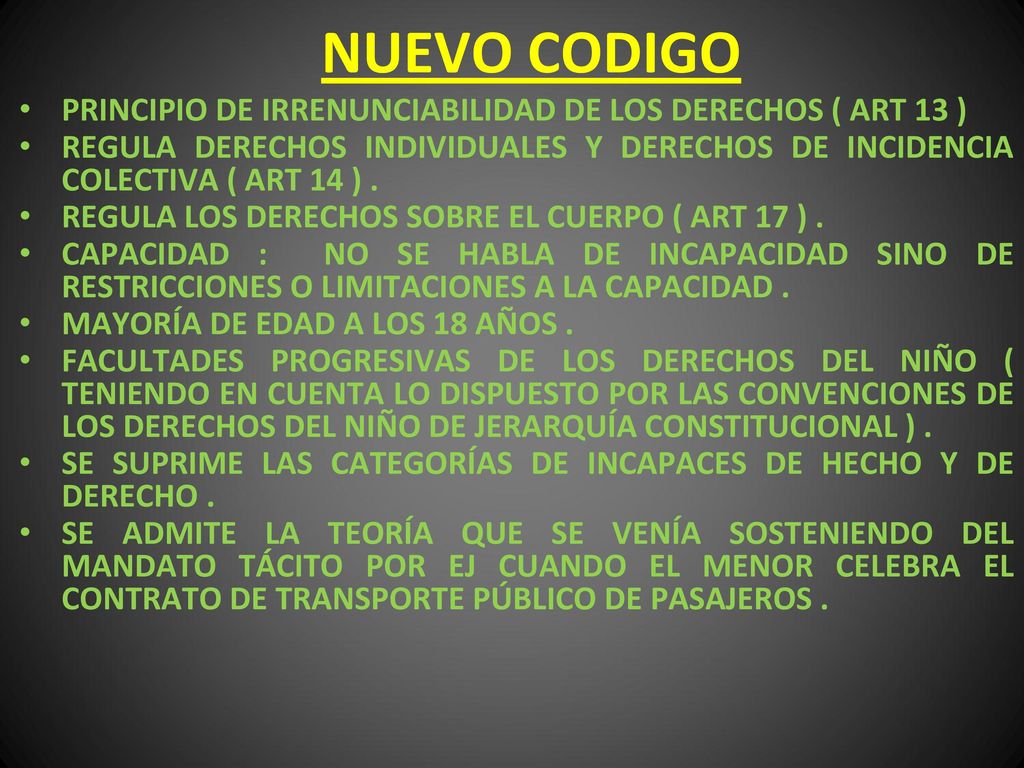 NUEVO CODIGO PRINCIPIO DE IRRENUNCIABILIDAD DE LOS DERECHOS ( ART 13 )