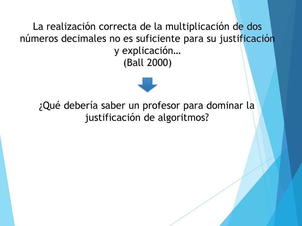 La realización correcta de la multiplicación de dos números decimales no es suficiente para su justificación y explicación…