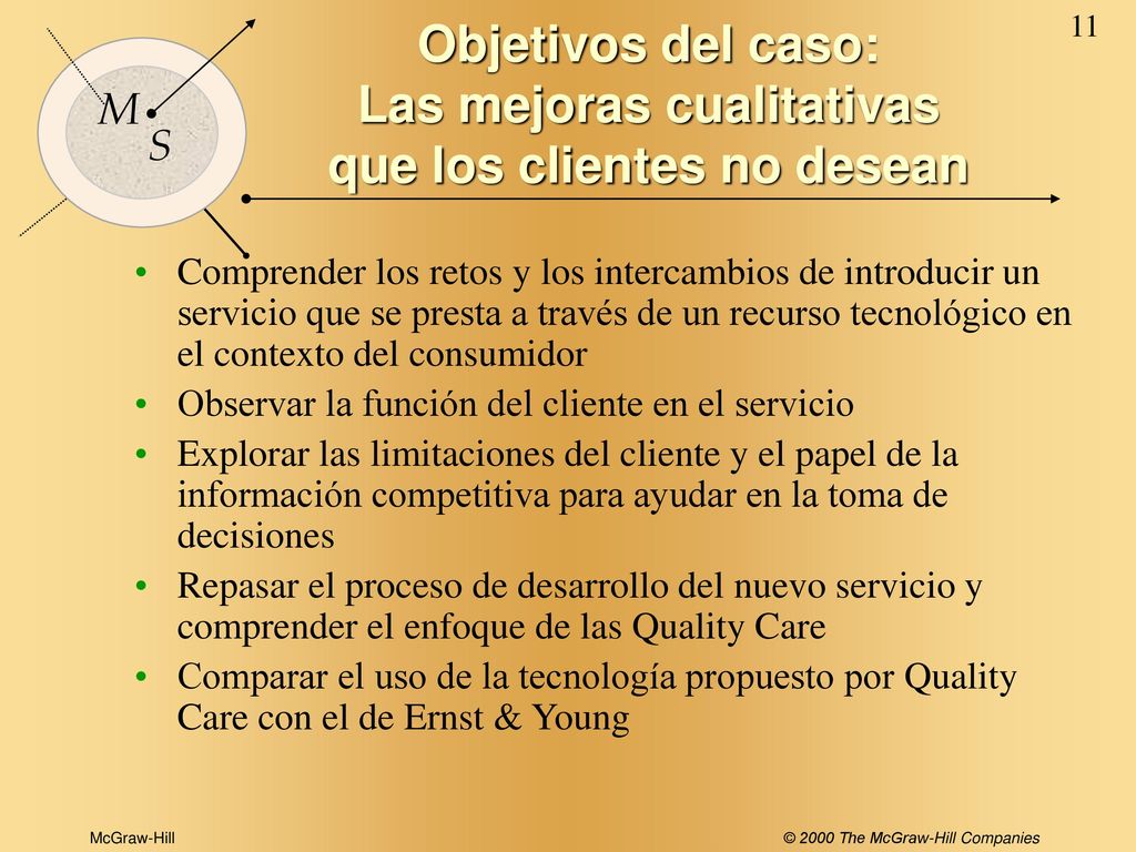 Objetivos del caso: Las mejoras cualitativas que los clientes no desean