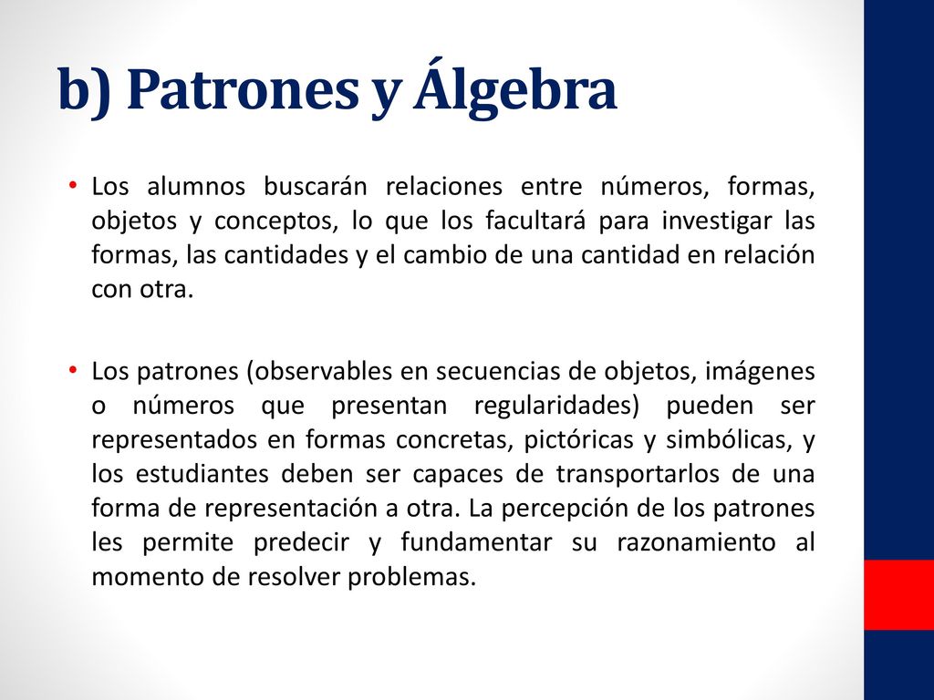 b) Patrones y Álgebra