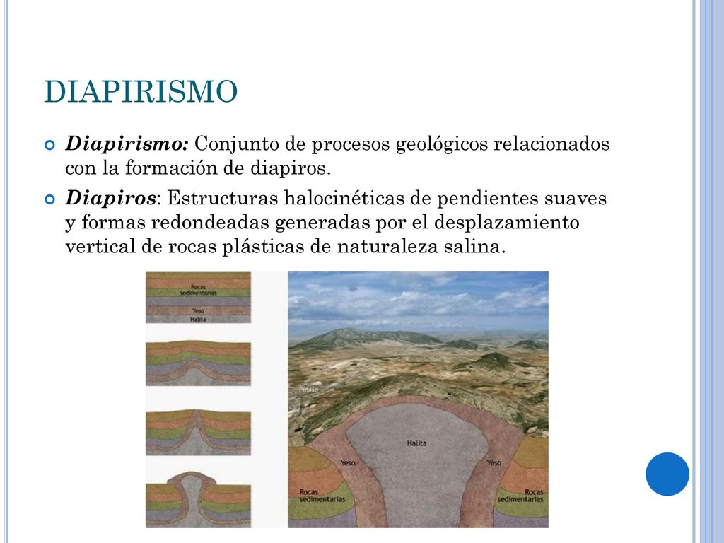 DIAPIRISMO Diapirismo: Conjunto de procesos geológicos relacionados con la formación de diapiros.