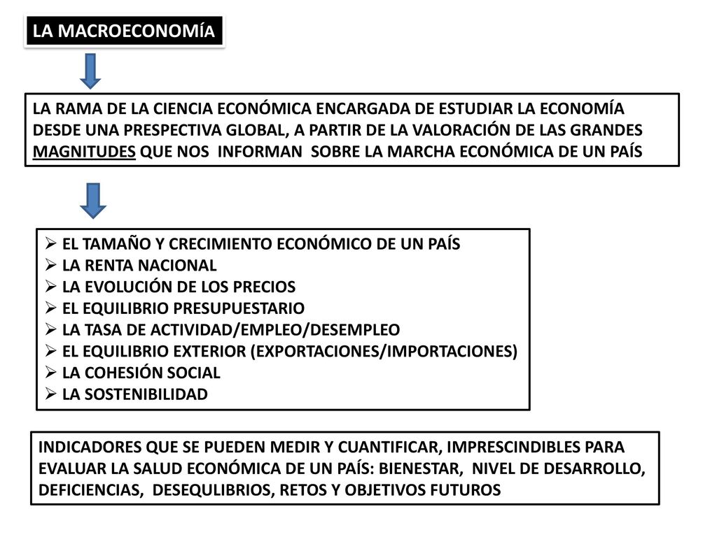 LA MACROECONOMÍA LA RAMA DE LA CIENCIA ECONÓMICA ENCARGADA DE ESTUDIAR LA ECONOMÍA.