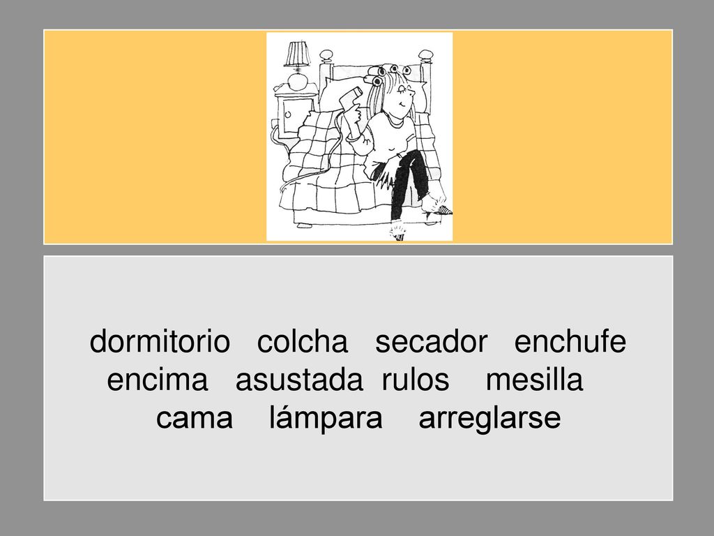 dormitorio colcha secador enchufe encima asustada rulos mesilla