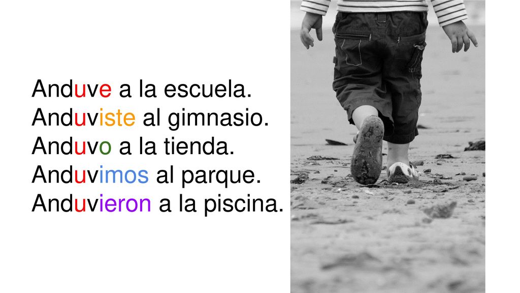 Anduve a la escuela. Anduviste al gimnasio. Anduvo a la tienda.