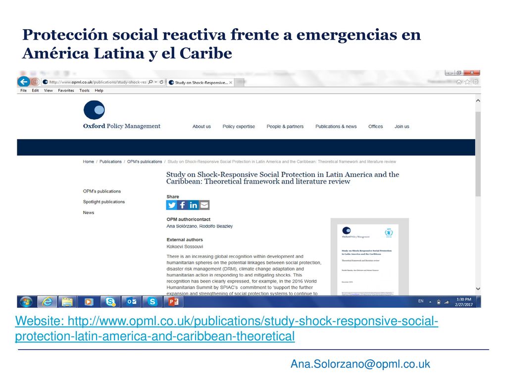 Protección social reactiva frente a emergencias en América Latina y el Caribe
