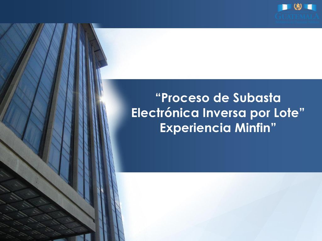 Proceso de Subasta Electrónica Inversa por Lote Experiencia Minfin