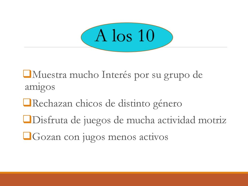 A los 10 Muestra mucho Interés por su grupo de amigos