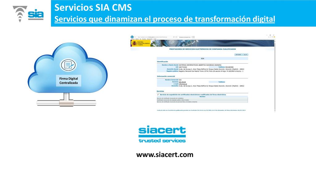 Servicios SIA CMS Servicios que dinamizan el proceso de transformación digital