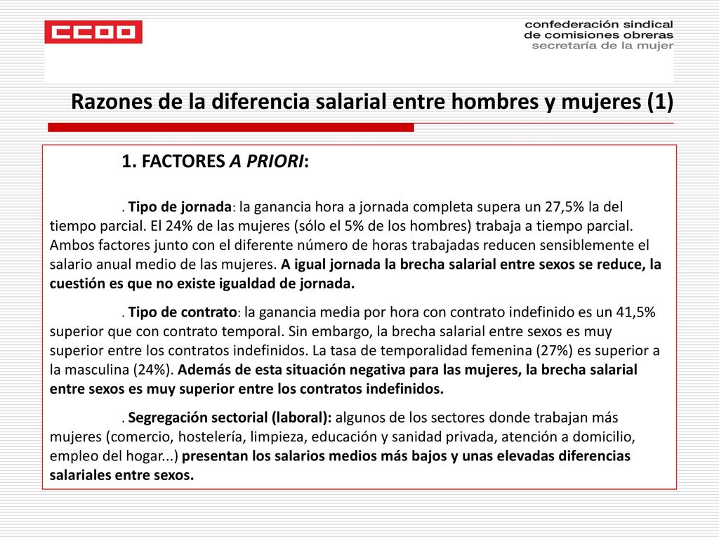 Razones de la diferencia salarial entre hombres y mujeres (1)