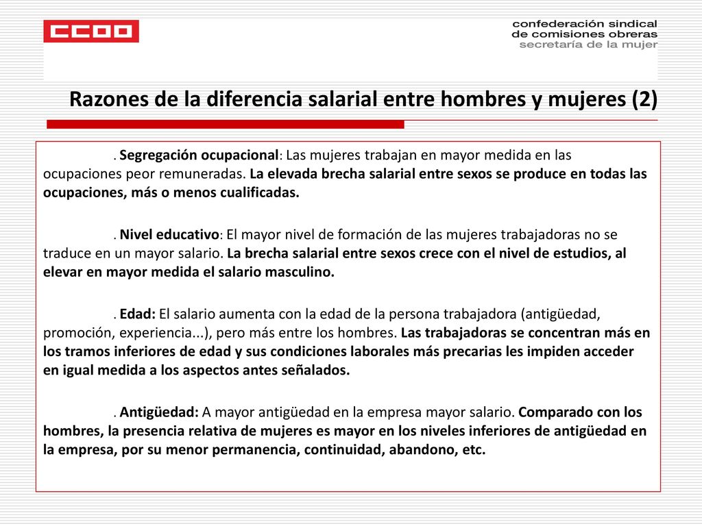 Razones de la diferencia salarial entre hombres y mujeres (2)