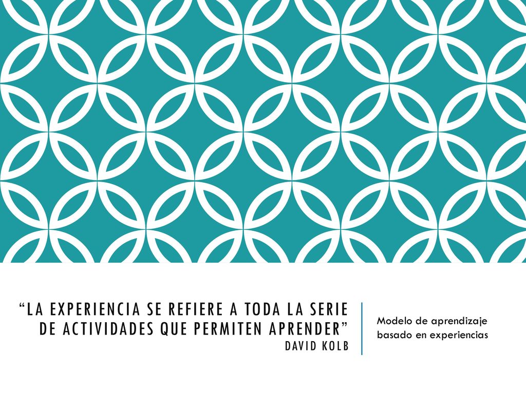 La experiencia se refiere a toda la serie de actividades que permiten aprender David Kolb