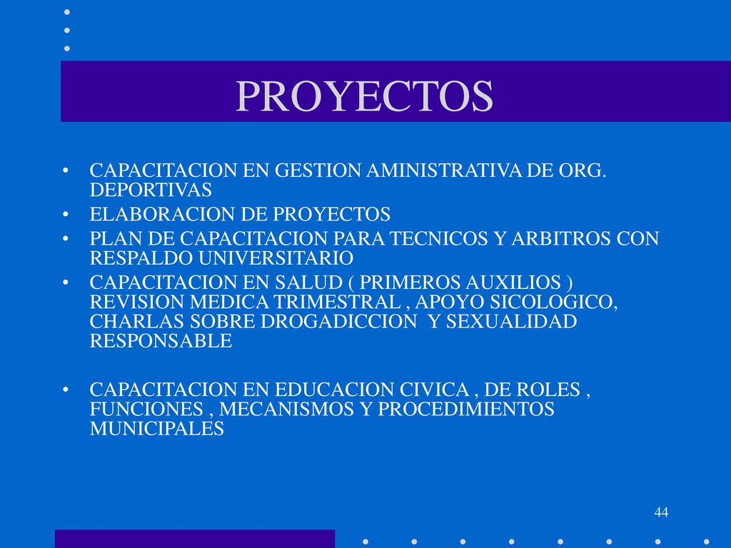 PROGRAMA CAPACITAR AL 80% DE LAS ORGANIZACIONES DEPORTIVAS , EN GESTION DEPORTIVA , Y ELABORACION DE PROYECTOS.