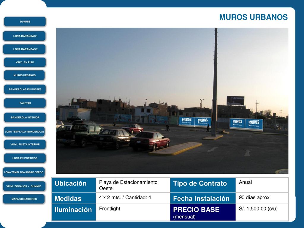 MUROS URBANOS Ubicación Tipo de Contrato Medidas Fecha Instalación