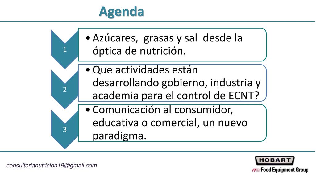 Agenda Azúcares, grasas y sal desde la óptica de nutrición.