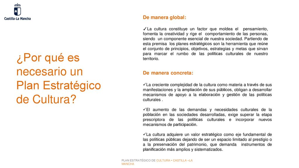 ¿Por qué es necesario un Plan Estratégico de Cultura
