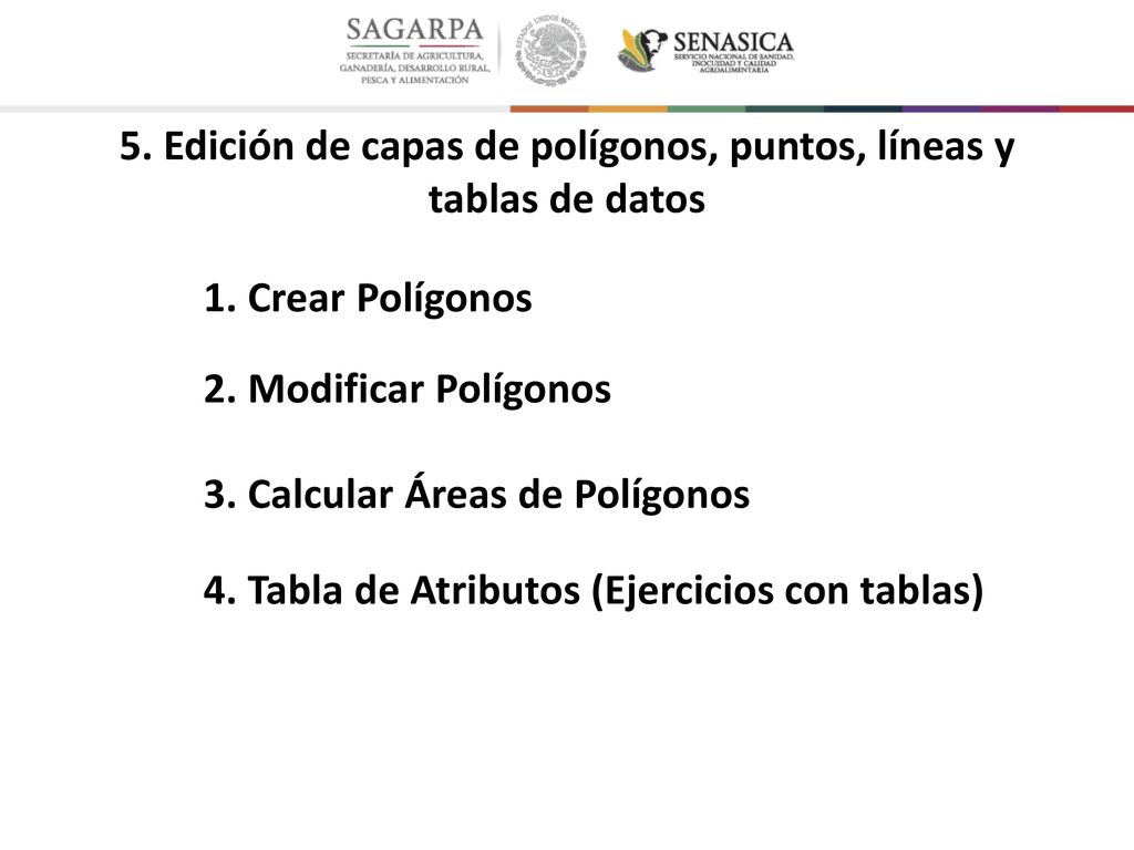 5. Edición de capas de polígonos, puntos, líneas y tablas de datos