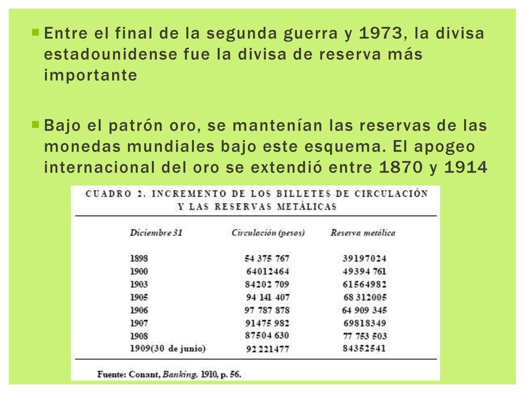 Entre el final de la segunda guerra y 1973, la divisa estadounidense fue la divisa de reserva más importante