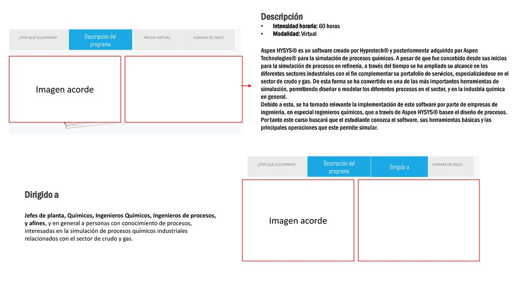 Descripción Imagen acorde Dirigido a Imagen acorde