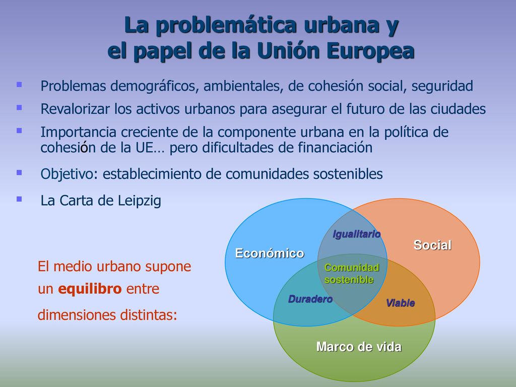 La problemática urbana y el papel de la Unión Europea