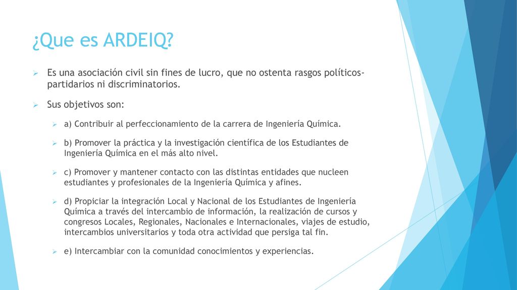 ¿Que es ARDEIQ Es una asociación civil sin fines de lucro, que no ostenta rasgos políticos- partidarios ni discriminatorios.