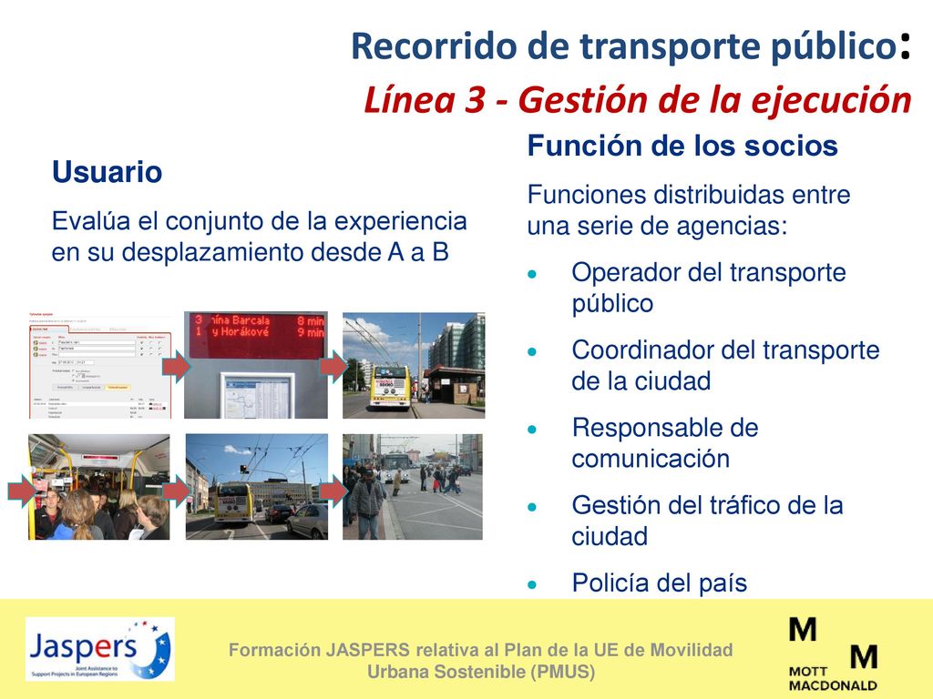 Recorrido de transporte público: Línea 3 - Gestión de la ejecución