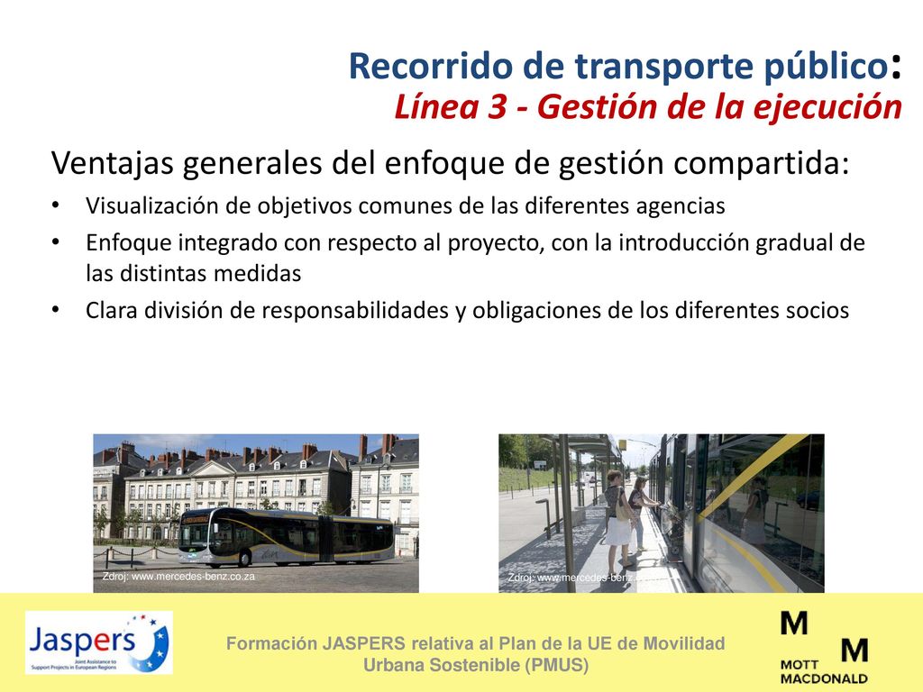 Recorrido de transporte público: Línea 3 - Gestión de la ejecución