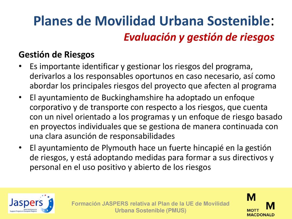 Planes de Movilidad Urbana Sostenible: Evaluación y gestión de riesgos