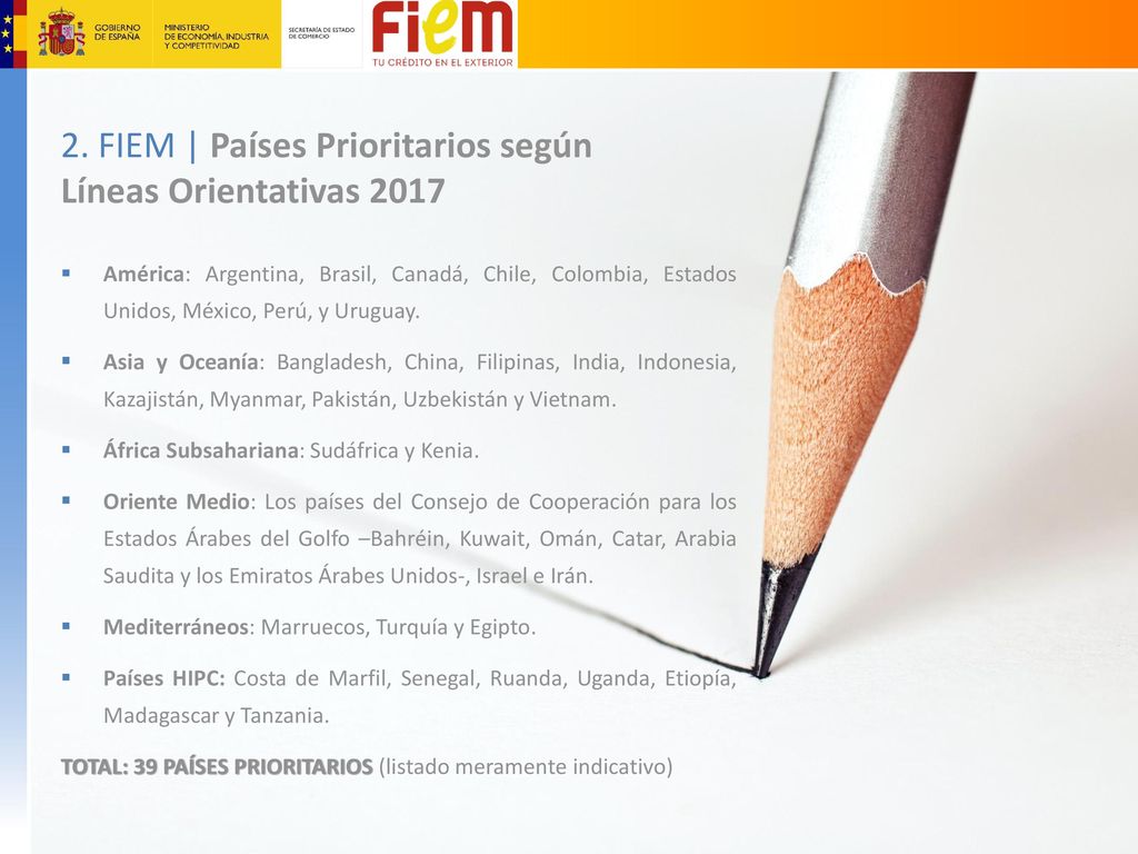 2. FIEM | Países Prioritarios según Líneas Orientativas 2017